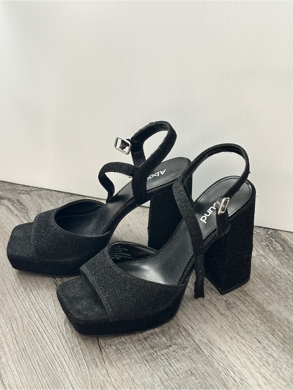 Abound Black Glitter Platform Block Sandals